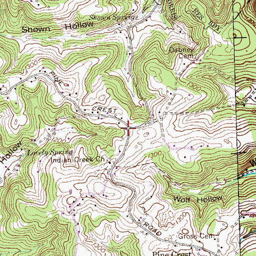 Topographic Map of Indian Creek, TN