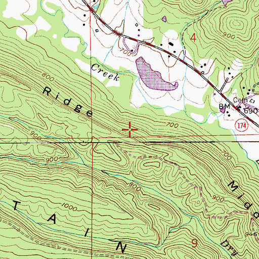 Topographic Map of Middle Ridge, AL