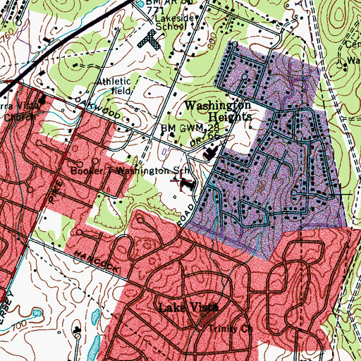 Topographic Map of Booker T Washington Elementary School, TN