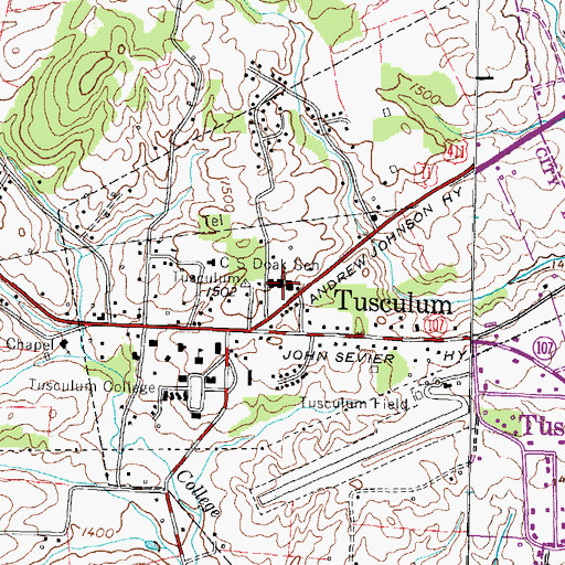 Topographic Map of Doak Elementary School, TN