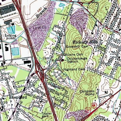 Topographic Map of Chickamauga Elementary School, TN