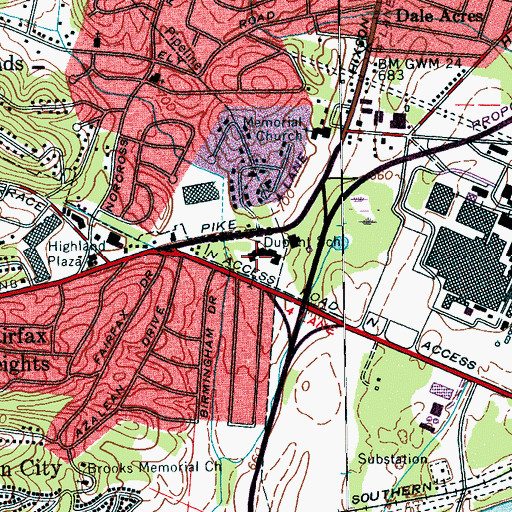 Topographic Map of Dupont Elementary School, TN