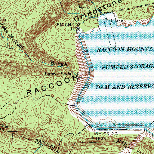 Topographic Map of Laurel Branch (historical), TN