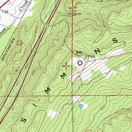 Topographic Map of Simmons Mountain, AL