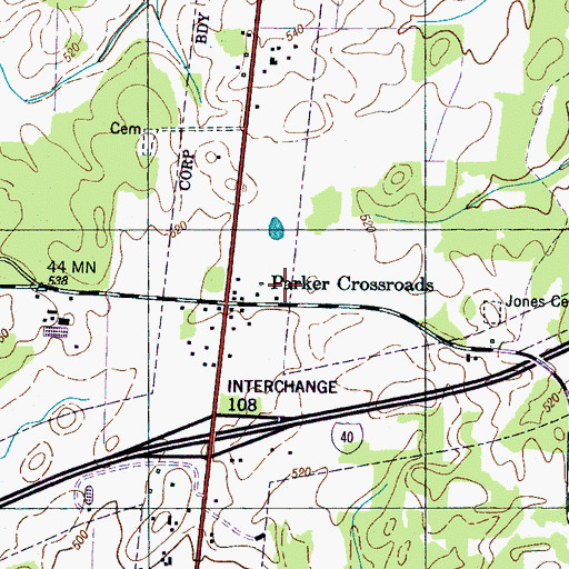 Topographic Map of Wildersville Post Office, TN