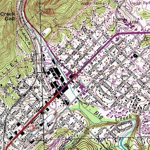 Topographic Map of LaFollette, TN
