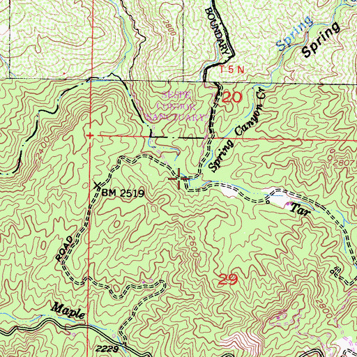 Topographic Map of Spring Canyon Creek, CA