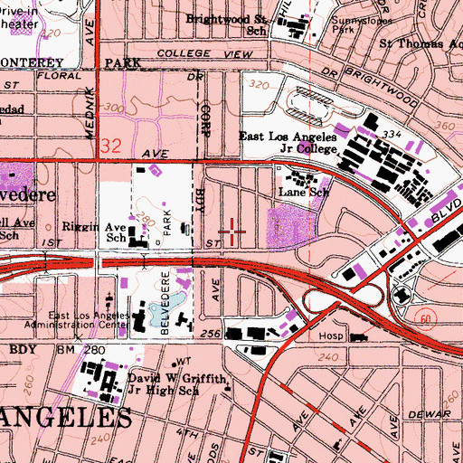 Topographic Map of Los Angeles County Sheriffs Department Heliport, CA
