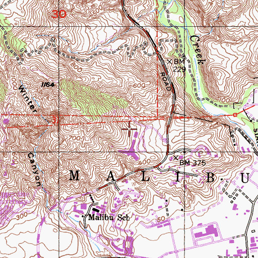 Topographic Map of Hughes-Malibu Heliport, CA