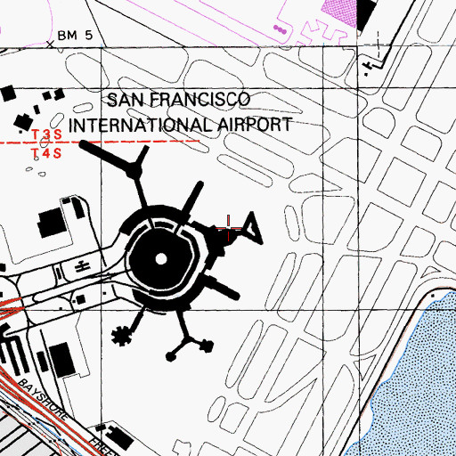 Topographic Map of San Francisco International Airport, CA