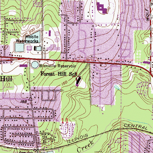 Topographic Map of Forest Hill Elementary School, AL