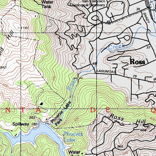Topographic Map of Lagunitas Country Club, CA