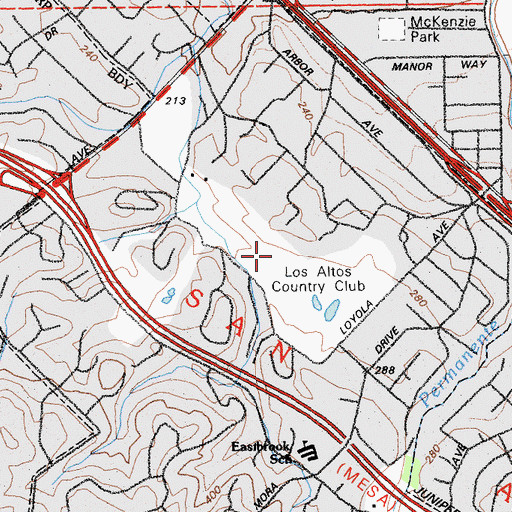 Topographic Map of Los Altos Country Club, CA