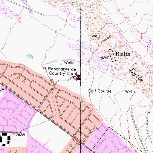 Topographic Map of El Rancho Verde Country Club, CA