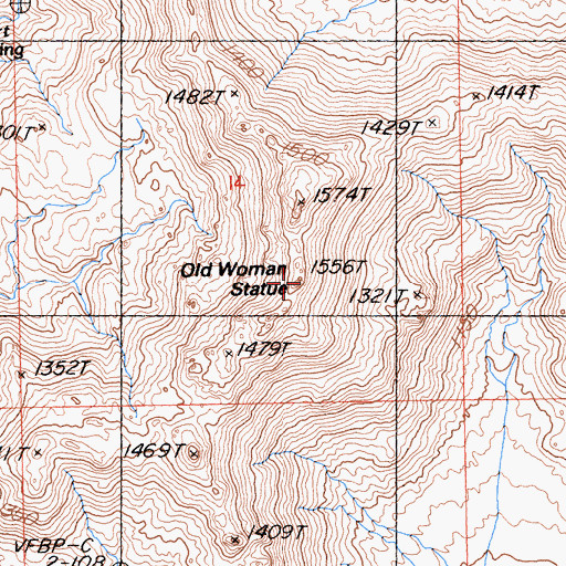 Topographic Map of Old Woman Statue, CA