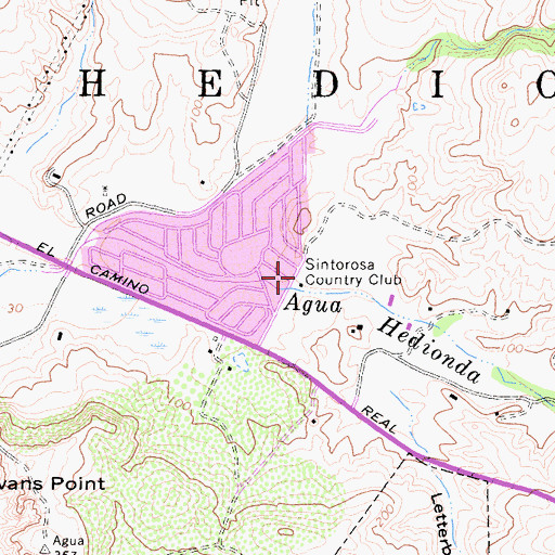 Topographic Map of Sintorosa Country Club, CA