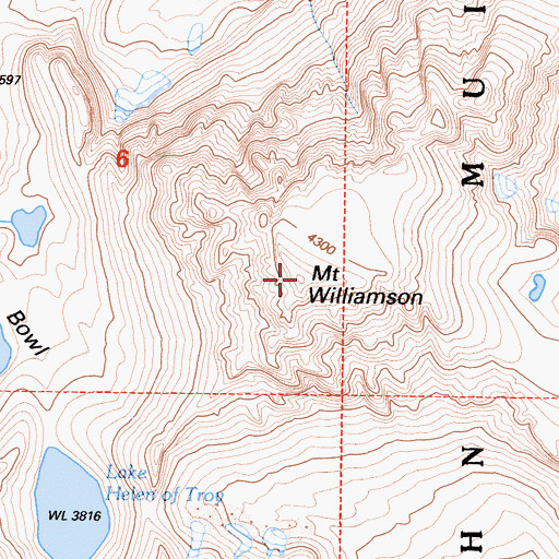 Topographic Map of Mount Williamson, CA