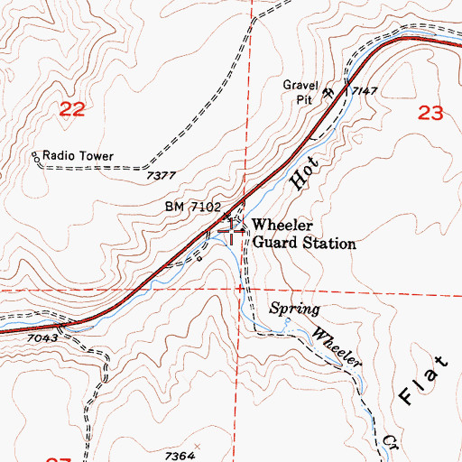 Topographic Map of Wheeler Guard Station, CA