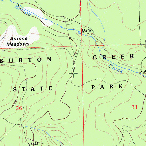 Topographic Map of Burton Creek State Park, CA