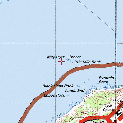 Topographic Map of Mile Rock Lighthouse, CA