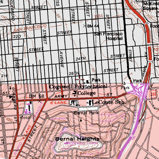 Topographic Map of Garfield Square, CA