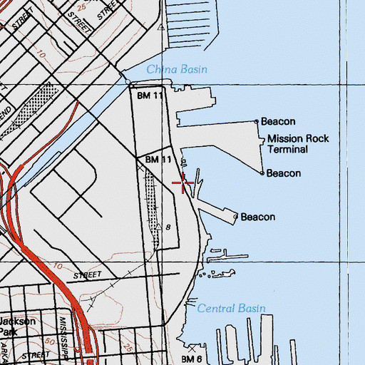 Topographic Map of Pier 52, CA