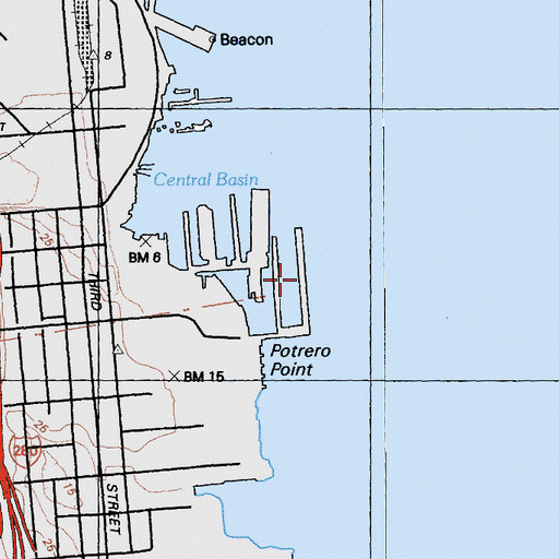 Topographic Map of Pier 70, CA
