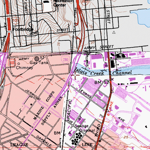 Topographic Map of Pier 88, CA
