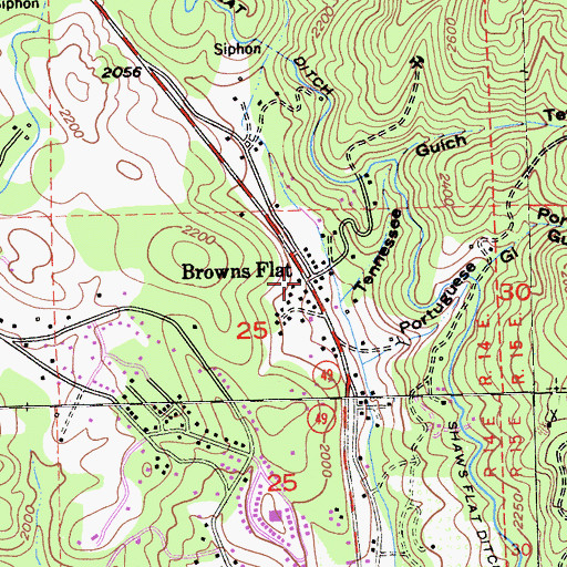 Topographic Map of Browns Flat, CA
