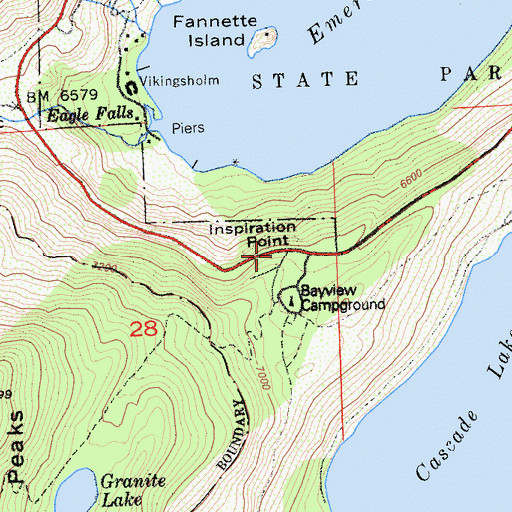 Topographic Map of Inspiration Point, CA