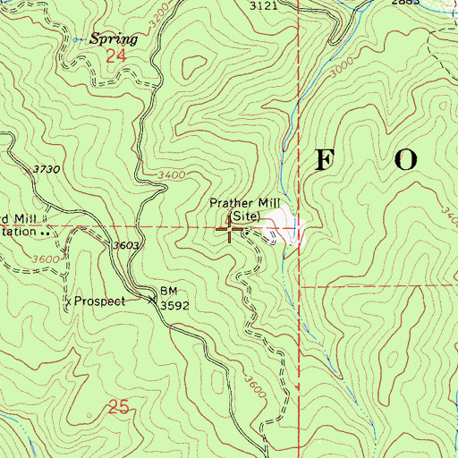 Topographic Map of Prather Mill, CA