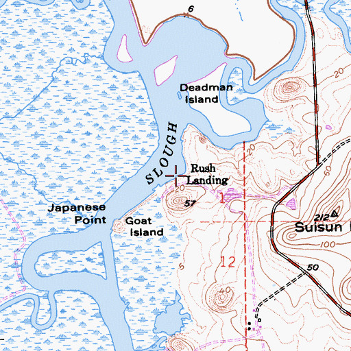 Topographic Map of Rush Landing, CA
