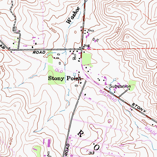 Topographic Map of Stony Point, CA