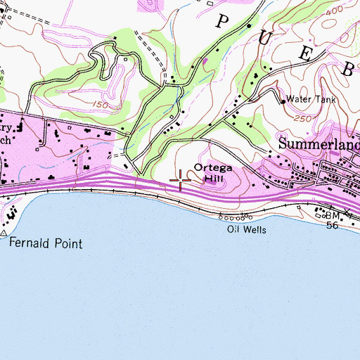 Topographic Map of Ortega Hill, CA