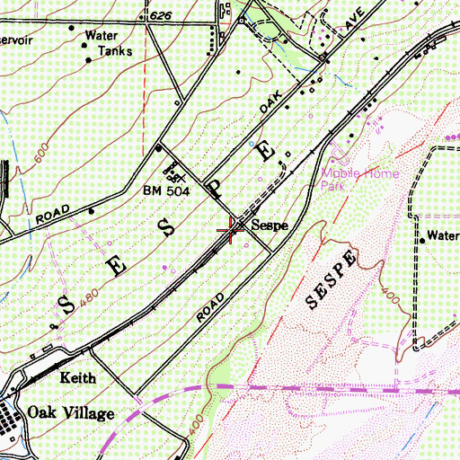 Topographic Map of Sespe, CA
