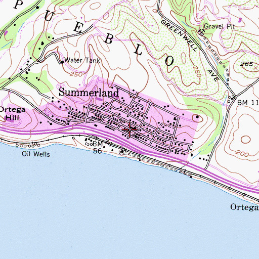 Topographic Map of Summerland, CA