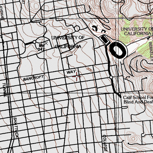 Topographic Map of Cheney Hall, CA
