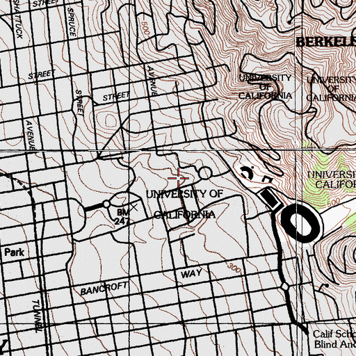 Topographic Map of Evans Hall, CA