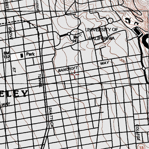 Topographic Map of First Congregational Church, CA
