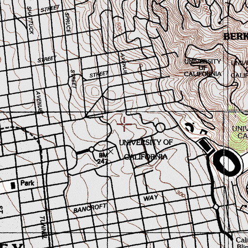 Topographic Map of Hesse Hall, CA