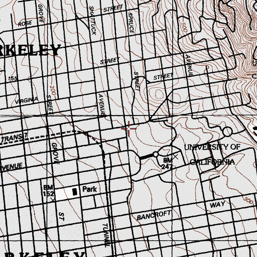 Topographic Map of Koshland Hall, CA