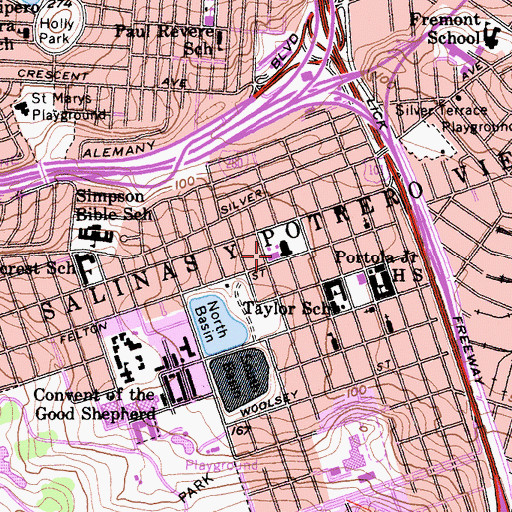 Topographic Map of Portola Recreation Center, CA