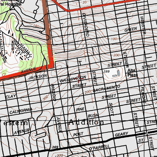Topographic Map of San Francisco Waldorf School, CA