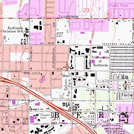 Topographic Map of Bekins Hall, CA