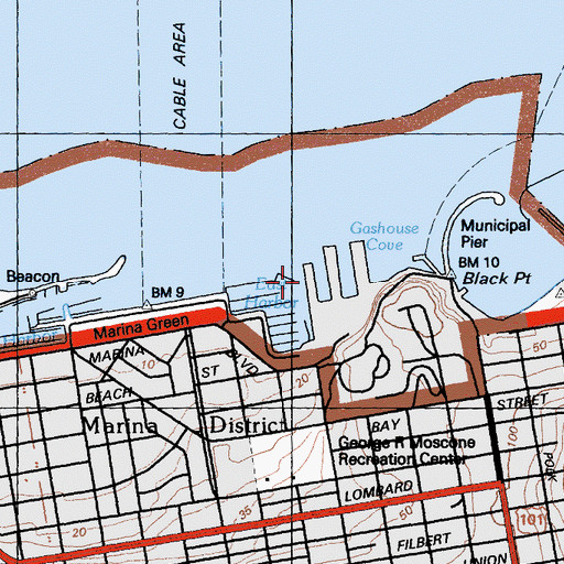 Topographic Map of Pier 1, CA