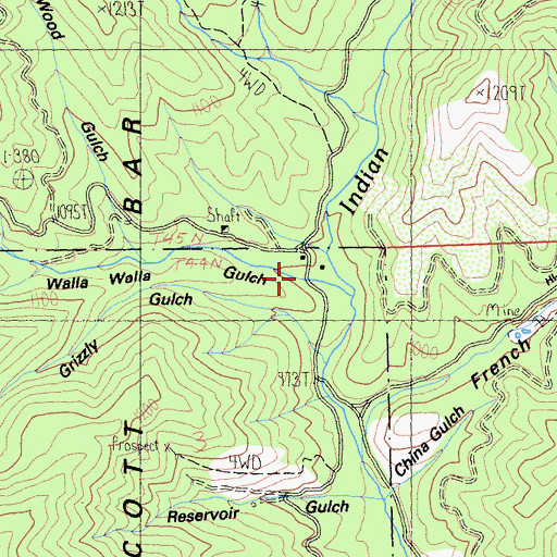 Topographic Map of Walla Walla Gulch, CA