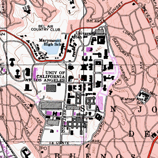 Topographic Map of Powell Library, CA