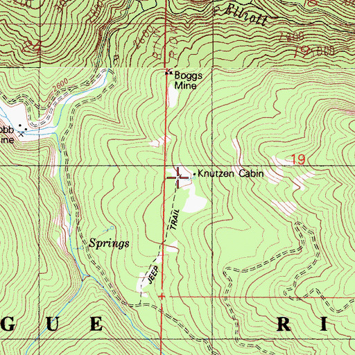 Topographic Map of Knutzen Cabin, CA