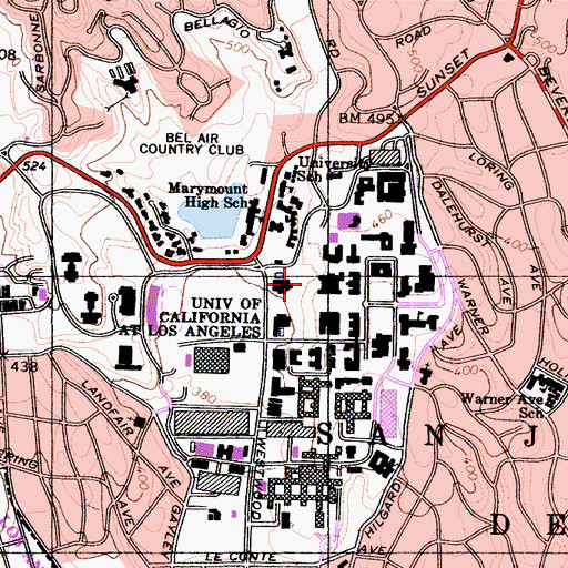 Topographic Map of Fowler Museum, CA