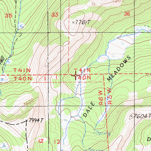 Topographic Map of Dale Meadows, CA